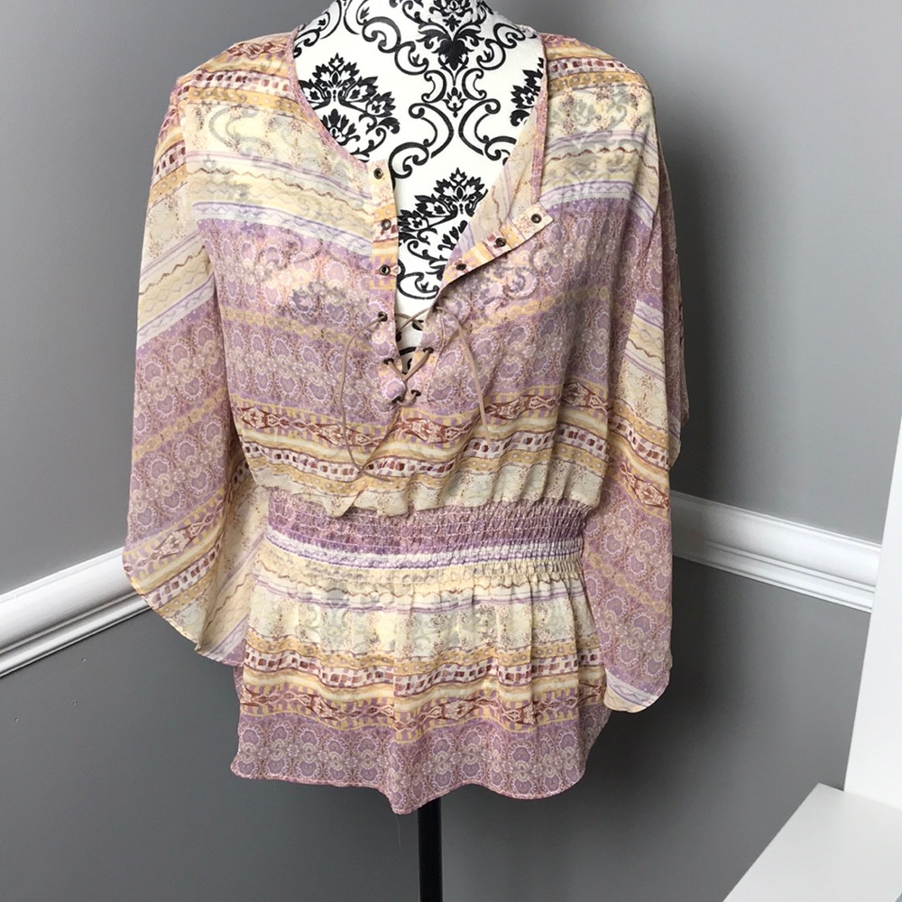 Forever 21 sheer peasant top M